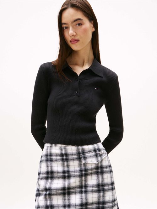 Sueter-Con-Cuello-De-Polo-Y-Corte-Slim-De-Mujer-Tommy-Jeans-DW0DW21829-BDS