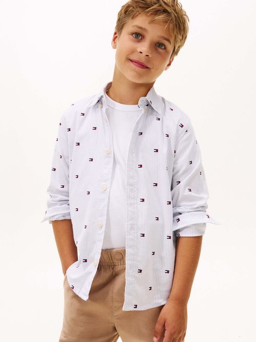 Camisa-De-Rayas-Ithaca-Y-Logos-Bordados-De-Niño-Tommy-Hilfiger-KB0KB10178-C1O