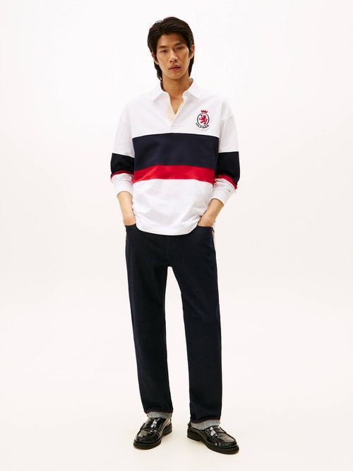 Playera-Tipo-Rugby-Con-Franjas-Y-Escudo-Bordado-De-Hombre-Tommy-Hilfiger-MW0MW40158-1BQ