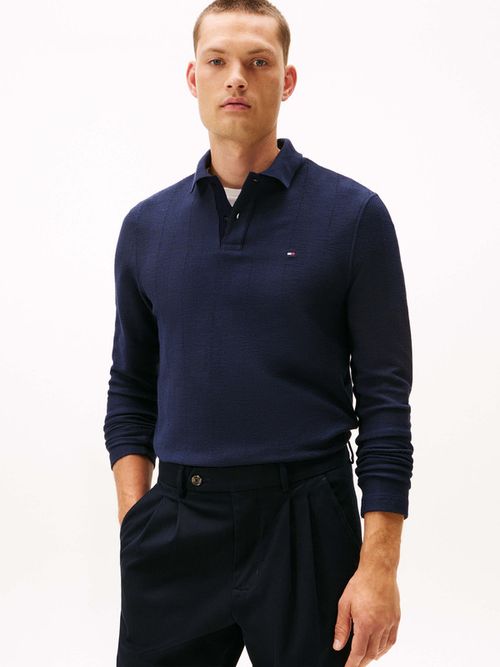 Polo-De-Manga-Larga-En-Jacquard-De-Espiga-De-Hombre-Tommy-Hilfiger-MW0MW40292-DW5