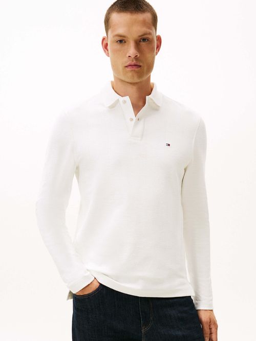 Polo-De-Manga-Larga-En-Jacquard-De-Espiga-De-Hombre-Tommy-Hilfiger-MW0MW40292-YBL