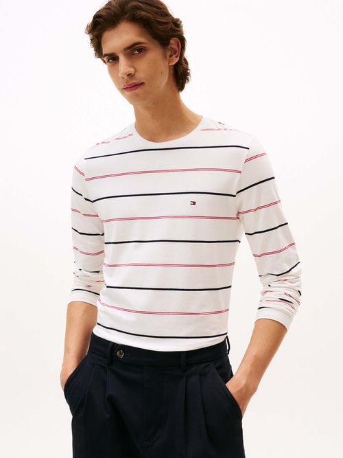 Playera-De-Rayas-Manga-Larga-Con-Logo-Bordado-De-Hombre-Tommy-Hilfiger-MW0MW41379-0FA