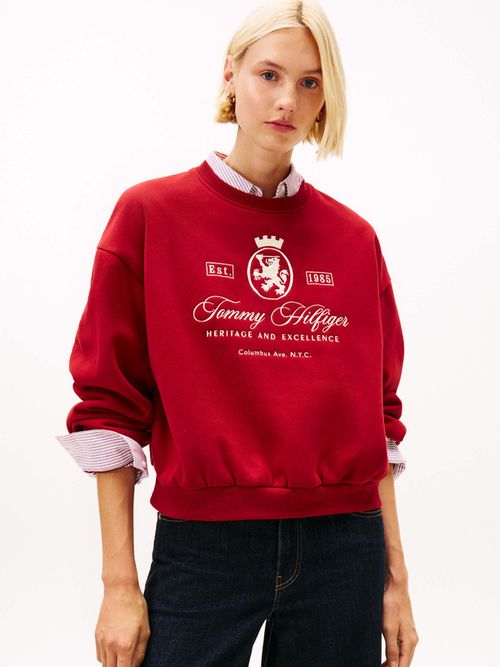 Sudadera-Amplia-Con-Escudo-Th-Bordado-De-Mujer-Tommy-Hilfiger-WW0WW46128-XIT