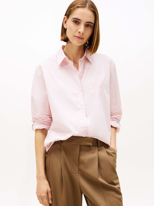 Camisa-Con-Rayas-Finas-Y-Logo-Bordado-De-Mujer-Tommy-Hilfiger-WW0WW48190-0D2