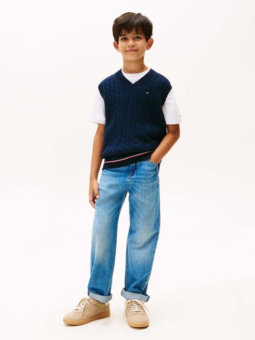 Chaleco-De-Punto-Trenzado-De-Niño-Tommy-Hilfiger-KB0KB09973-C1G