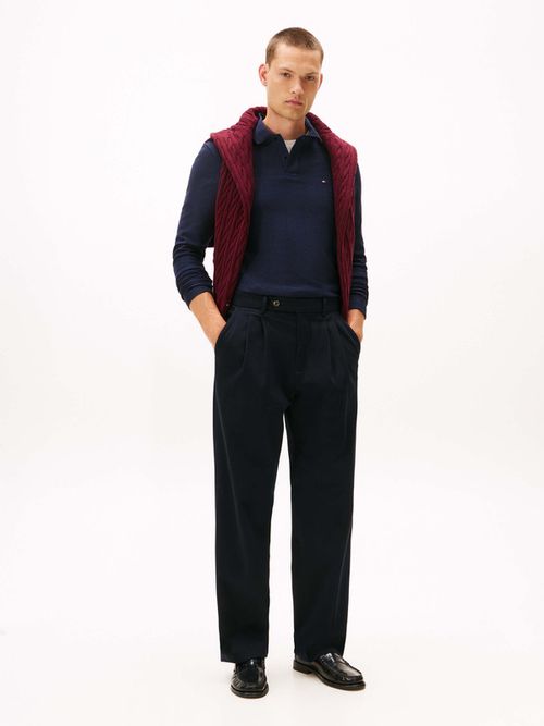 Polo-De-Manga-Larga-En-Jacquard-De-Espiga-De-Hombre-Tommy-Hilfiger-MW0MW40292-DW5