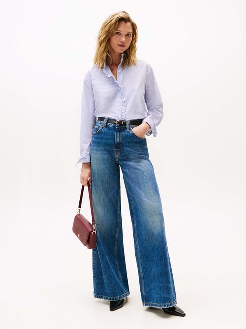 Camisa-Amplia-Con-Tapeta-Y-Cuello-De-Volantes-De-Mujer-Tommy-Hilfiger-WW0WW46848-0X7