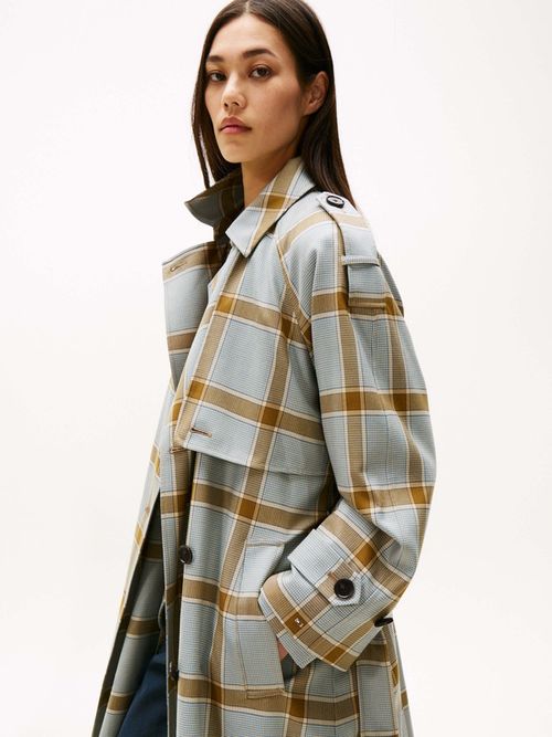 Gabardina-Amplia-Con-Estampado-De-Cuadros-De-Mujer-Tommy-Hilfiger-WW0WW46869-0LH