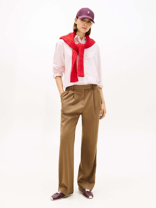 Camisa-Con-Rayas-Finas-Y-Logo-Bordado-De-Mujer-Tommy-Hilfiger-WW0WW48190-0D2