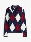 Sueter-Largo-Slim-Con-Cuello-De-Polo-Y-Rombos-De-Mujer-Tommy-Hilfiger-WW0WW48393-0K2