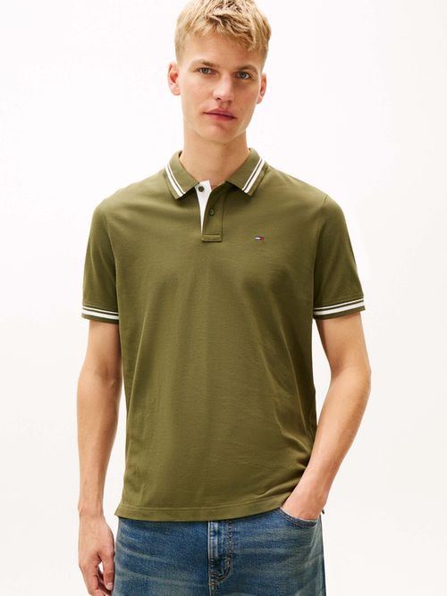 Polo-Con-Ribetes-Y-Logo-Bordado-De-Hombre-Tommy-Jeans-DM0DM21846-GY1