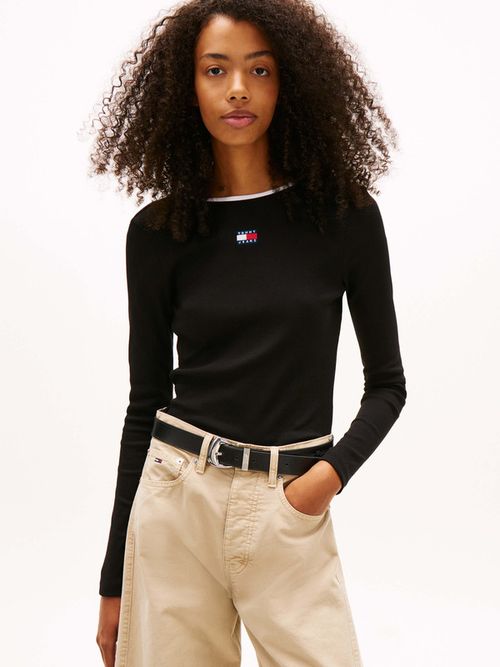 Playera-Slim-De-Manga-Larga-Con-Escote-En-La-Espalda-De-Mujer-Tommy-Jeans-DW0DW21839-BDS