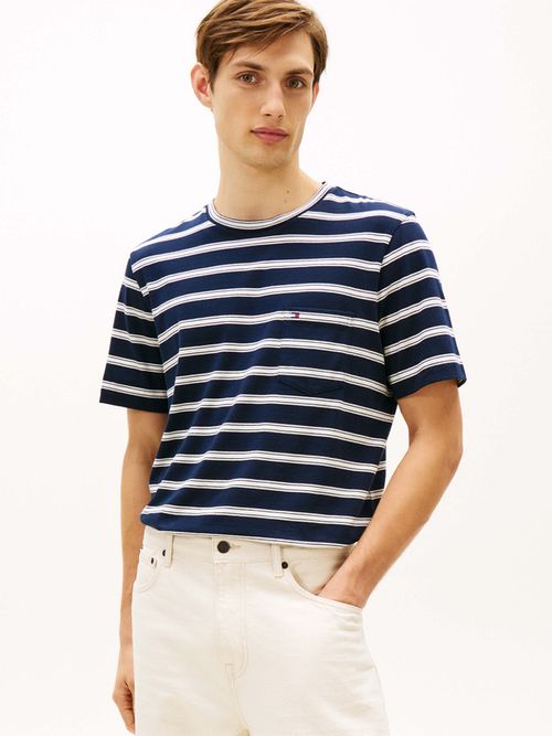 Playera-De-Rayas-Con-Cuello-Redondo-De-Hombre-Tommy-Hilfiger-MW0MW41378-0A5
