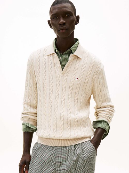 Sueter-De-Punto-Trenzado-Con-Cuello-Polo-De-Hombre-Tommy-Hilfiger-MW0MW41955-HGF