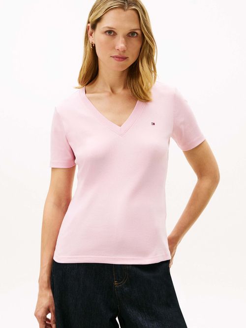 Playera-Slim-Con-Cuello-De-Pico-De-Mujer-Tommy-Hilfiger-WW0WW40584-TPG