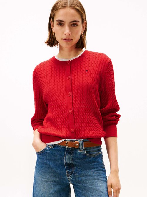 Sueter-De-Punto-Trenzado-Con-Cuello-Redondo-De-Mujer-Tommy-Hilfiger-WW0WW43329-XLG