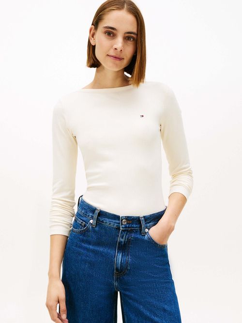 Playera-Slim-Con-Cuello-Barco-De-Mujer-Tommy-Hilfiger-WW0WW47309-AEF
