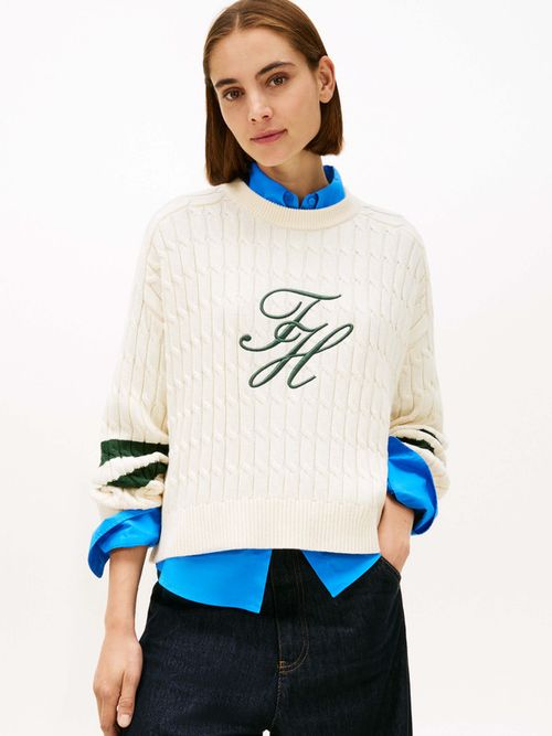 Sueter-Amplio-De-Punto-Trenzado-Con-Logo-De-Mujer-Tommy-Hilfiger-WW0WW47633-AEF