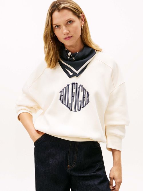 Sudadera-De-Felpa-Flexible-Con-Cuello-De-Pico-De-Mujer-Tommy-Hilfiger-WW0WW47848-AEF