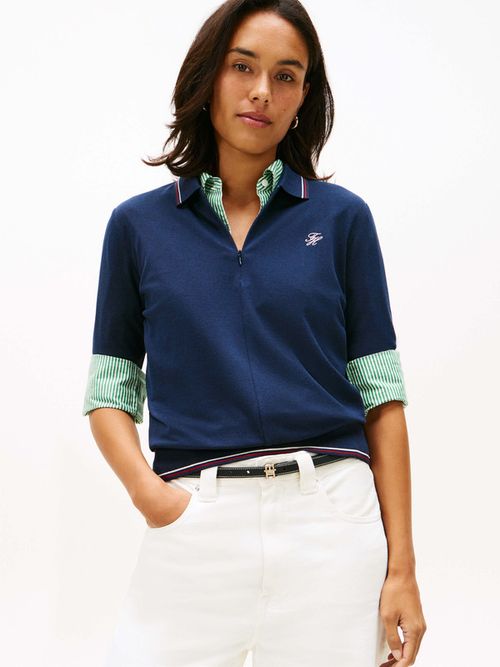 Polo-De-Pique-Con-Cremallera-Y-Corte-Regular-De-Mujer-Tommy-Hilfiger-WW0WW47853-C1G