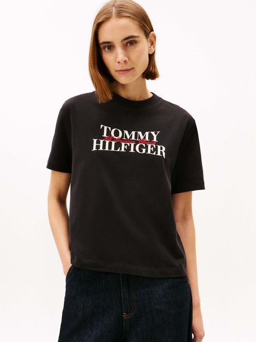 Playera-Classic-Amplia-Con-Logo-Flocado-De-Mujer-Tommy-Hilfiger-WW0WW47884-BDS