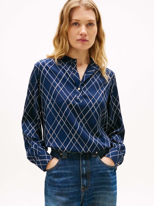 Blusa-De-Corte-Amplio-Con-Botones-Dorados-De-Mujer-Tommy-Hilfiger-WW0WW48178-0G4