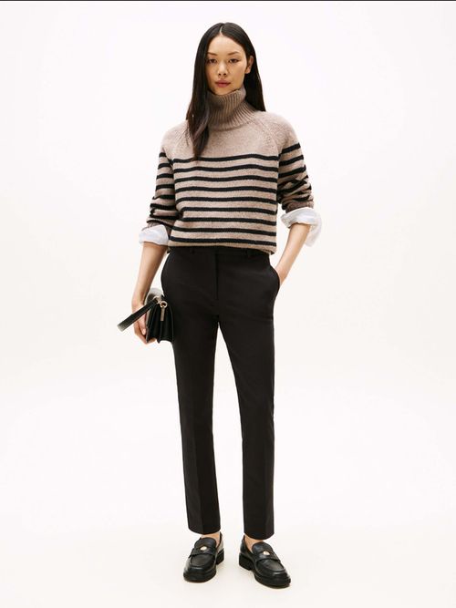 Pantalon-De-Gabardina-Con-Corte-Slim-De-Mujer-Tommy-Hilfiger-WW0WW48350-BDS