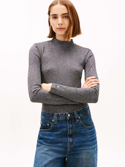 Playera-Festive-Slim-Metalizada-De-Manga-Larga-De-Mujer-Tommy-Hilfiger-WW0WW49391-BKD