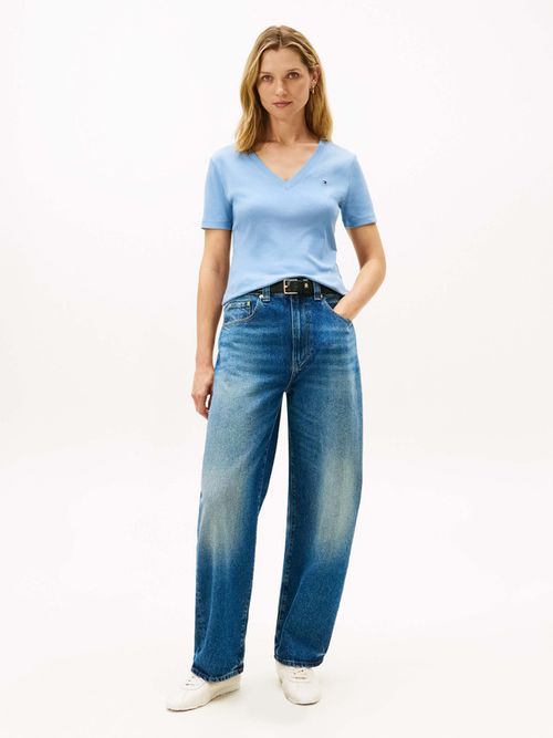 Playera-Slim-Con-Cuello-De-Pico-De-Mujer-Tommy-Hilfiger-WW0WW40584-C33