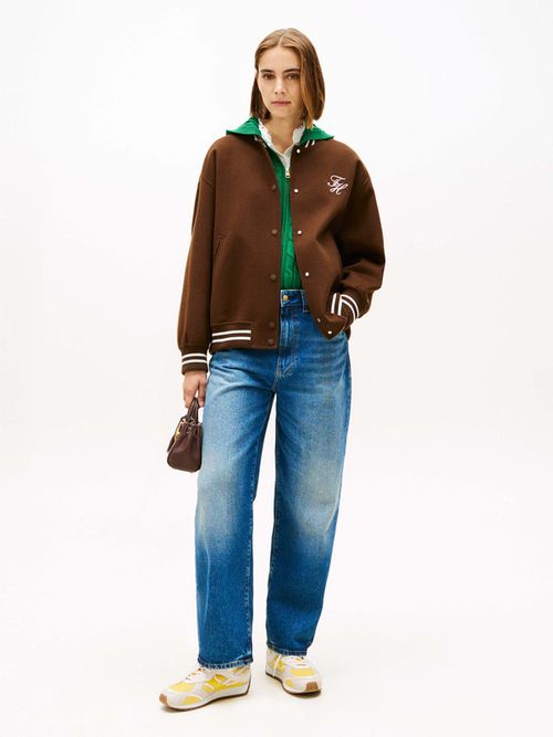 Chamarra-Bomber-En-Mezcla-De-Lana-De-Mujer-Tommy-Hilfiger-WW0WW47760-GV0