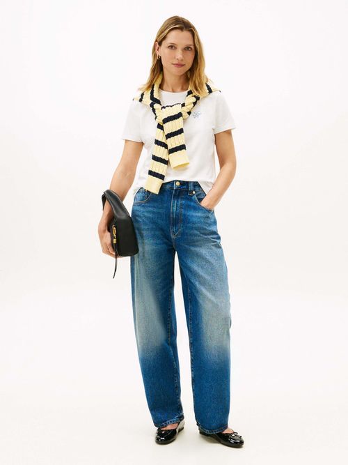 Playera-De-Punto-Con-Cuello-Redondo-Y-Logo-De-Mujer-Tommy-Hilfiger-WW0WW47809-YBL