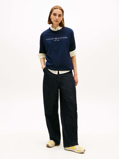 Playera-Amplia-Con-Logo-Y-Cuello-Redondo-De-Mujer-Tommy-Hilfiger-WW0WW47811-C1G