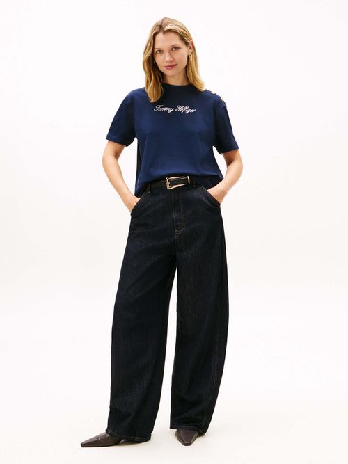 Playera-De-Corte-Amplio-Con-Botones-Dorados-De-Mujer-Tommy-Hilfiger-WW0WW47819-C1G