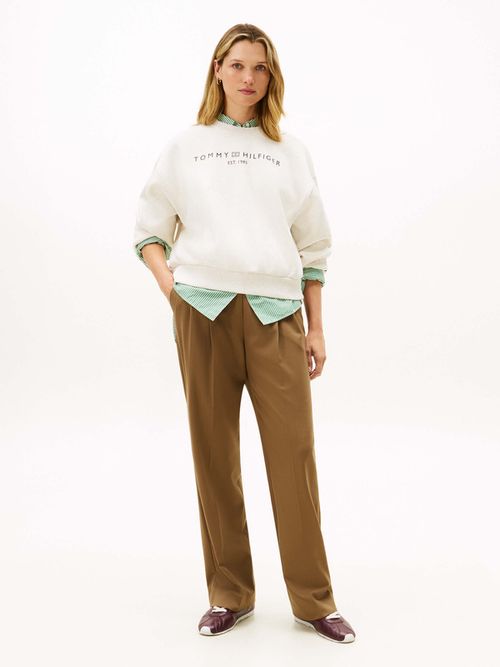 Sudadera-Amplia-De-Felpa-Flexible-De-Mujer-Tommy-Hilfiger-WW0WW47831-0K5