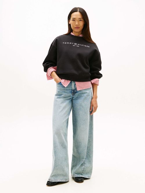 Sudadera-Amplia-De-Felpa-Flexible-De-Mujer-Tommy-Hilfiger-WW0WW47831-BDS