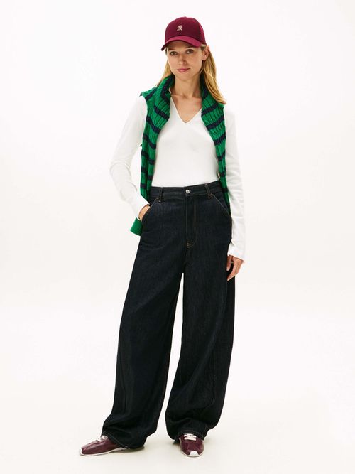 Polo-De-Manga-Larga-De-Corte-Slim-De-Mujer-Tommy-Hilfiger-WW0WW47850-YBL