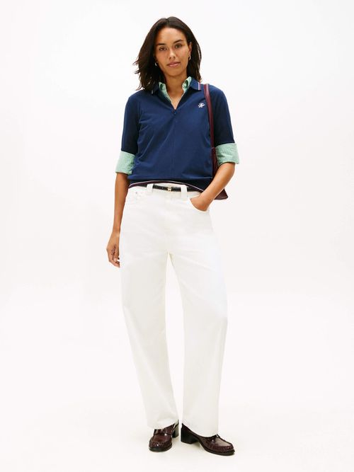 Polo-De-Pique-Con-Cremallera-Y-Corte-Regular-De-Mujer-Tommy-Hilfiger-WW0WW47853-C1G