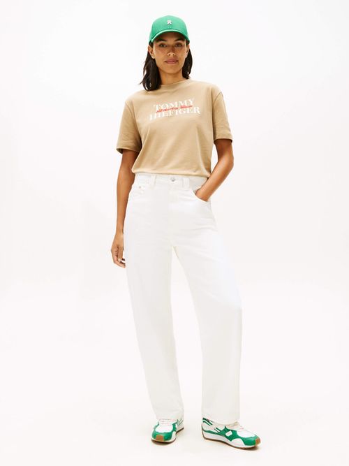 Playera-Classic-Amplia-Con-Logo-Flocado-De-Mujer-Tommy-Hilfiger-WW0WW47884-AEI