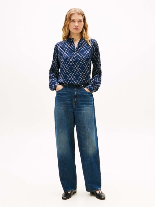 Blusa-De-Corte-Amplio-Con-Botones-Dorados-De-Mujer-Tommy-Hilfiger-WW0WW48178-0G4