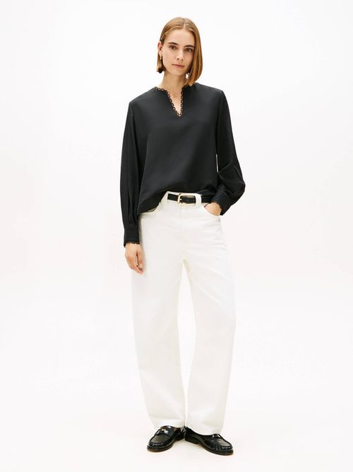 Blusa-De-Corte-Amplio-Con-Ribete-De-Encaje-De-Mujer-Tommy-Hilfiger-WW0WW48655-BDS