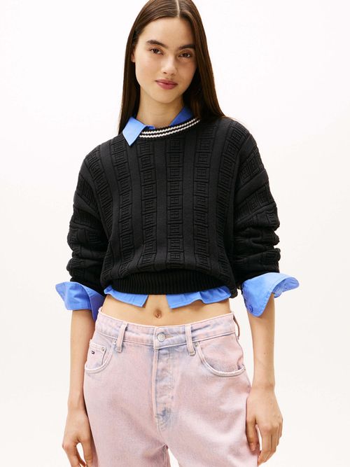 Sueter-Amplio-De-Punto-Trenzado-Con-Logo-De-Mujer-Tommy-Jeans-DW0DW22025-BDS