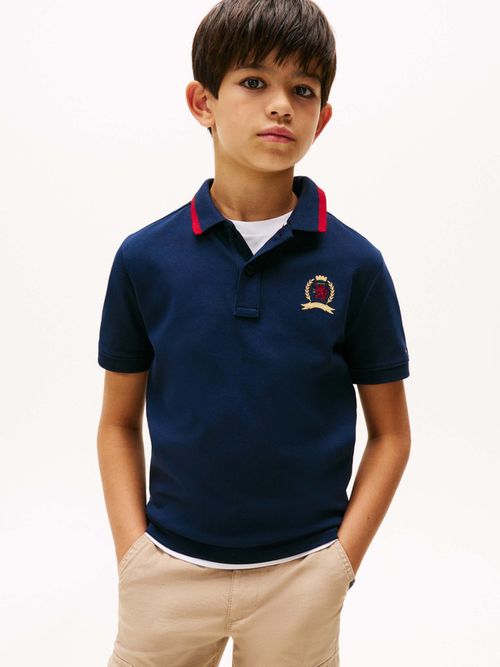 Polo-De-Punto-Interlock-Con-Escudo-Th-De-Nino-Tommy-Hilfiger-KB0KB09949-C1G