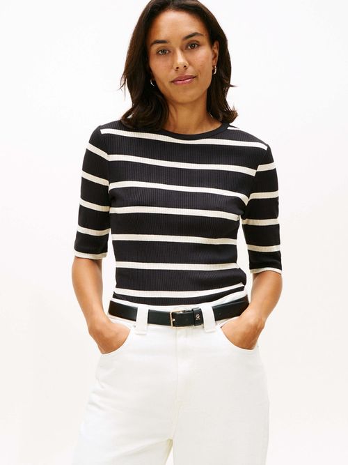 Playera-Acanalada-Slim-De-Manga-Francesa-De-Mujer-Tommy-Hilfiger-WW0WW47308-0AU