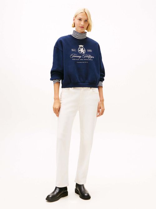 Sudadera-Amplia-Con-Escudo-Th-Bordado-De-Mujer-Tommy-Hilfiger-WW0WW46128-C1G