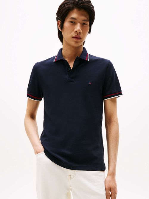 Polo-con-franjas-en-cuello-y-mangas-de-corte-slim-de-hombre-Tommy-Hilfiger-MW0MW40308-DW5