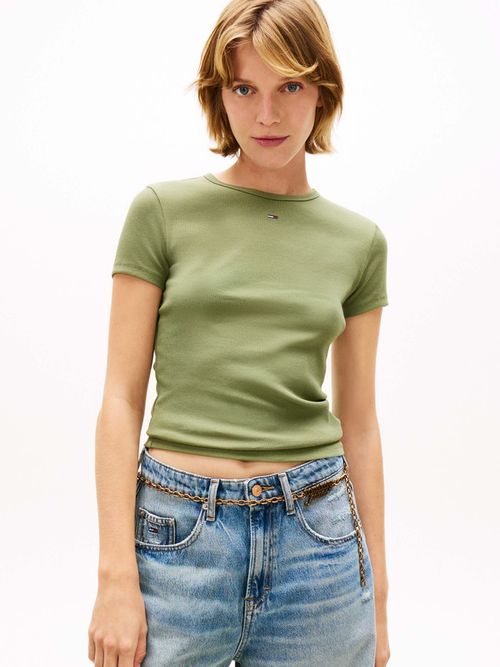 Playera-Acanalada-Slim-De-Cuello-Redondo-De-Mujer-Tommy-Jeans-DW0DW17383-L9P
