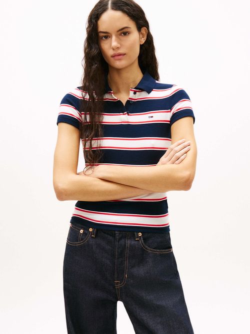 Polo-Acanalado-De-Corte-Slim-De-Mujer-Tommy-Jeans-DW0DW22327-0A7