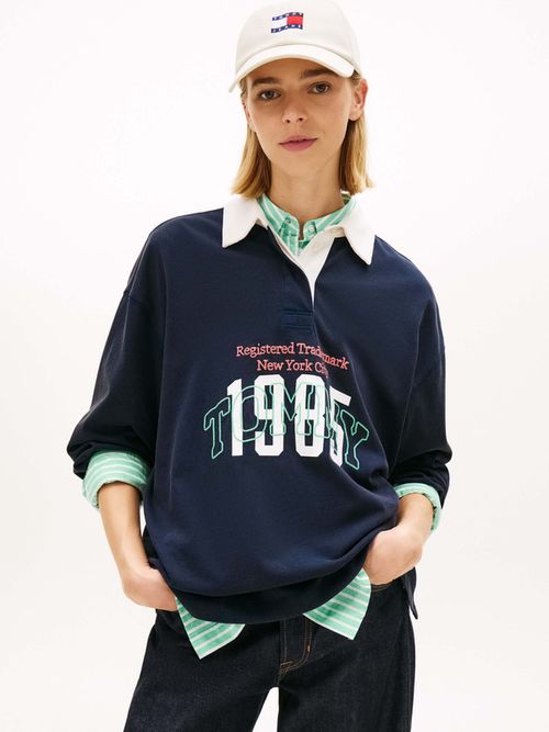 Polo-De-Rugby-Oversize-De-Punto-Con-Logo-De-Mujer-Tommy-Jeans-DW0DW22581-C1G