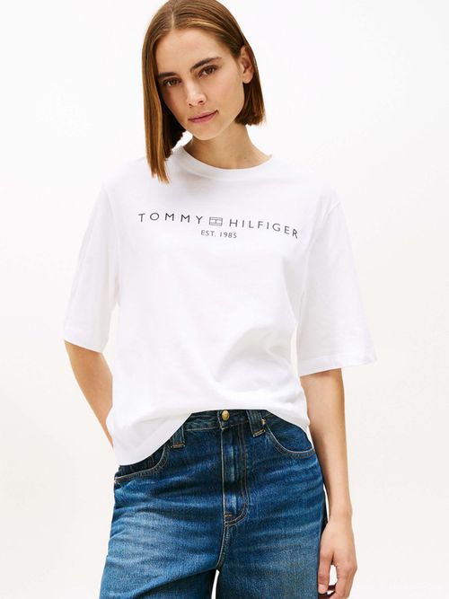 Playera-Amplia-Con-Logo-Y-Cuello-Redondo-De-Mujer-Tommy-Hilfiger-WW0WW47811-YCF