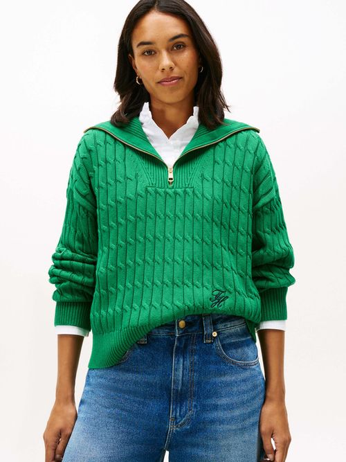 Sueter-Amplio-De-Punto-Trenzado-Con-Cremallera-De-Mujer-Tommy-Hilfiger-WW0WW47643-L4F